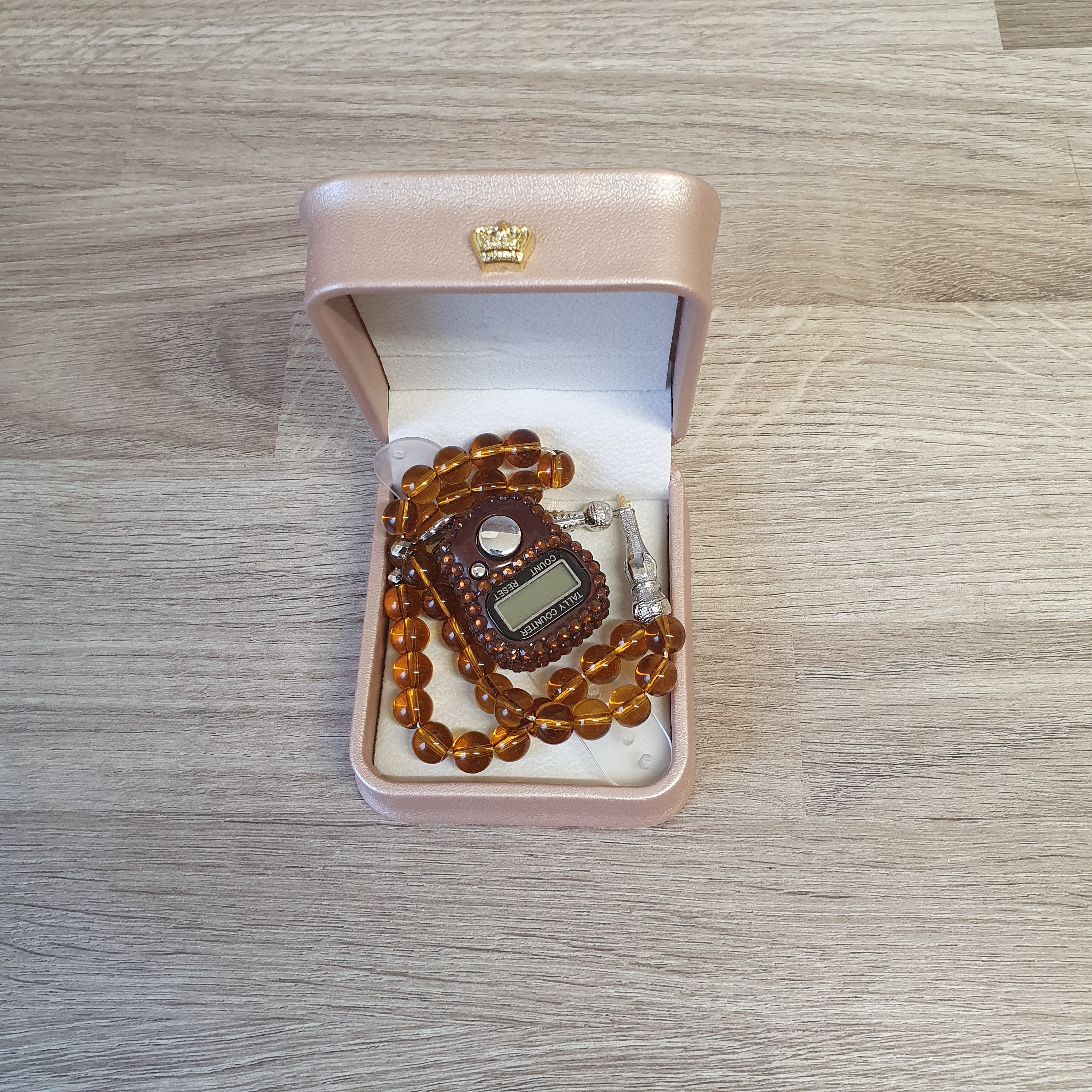 Brown islamic tasbeeh misbaha gift set box
