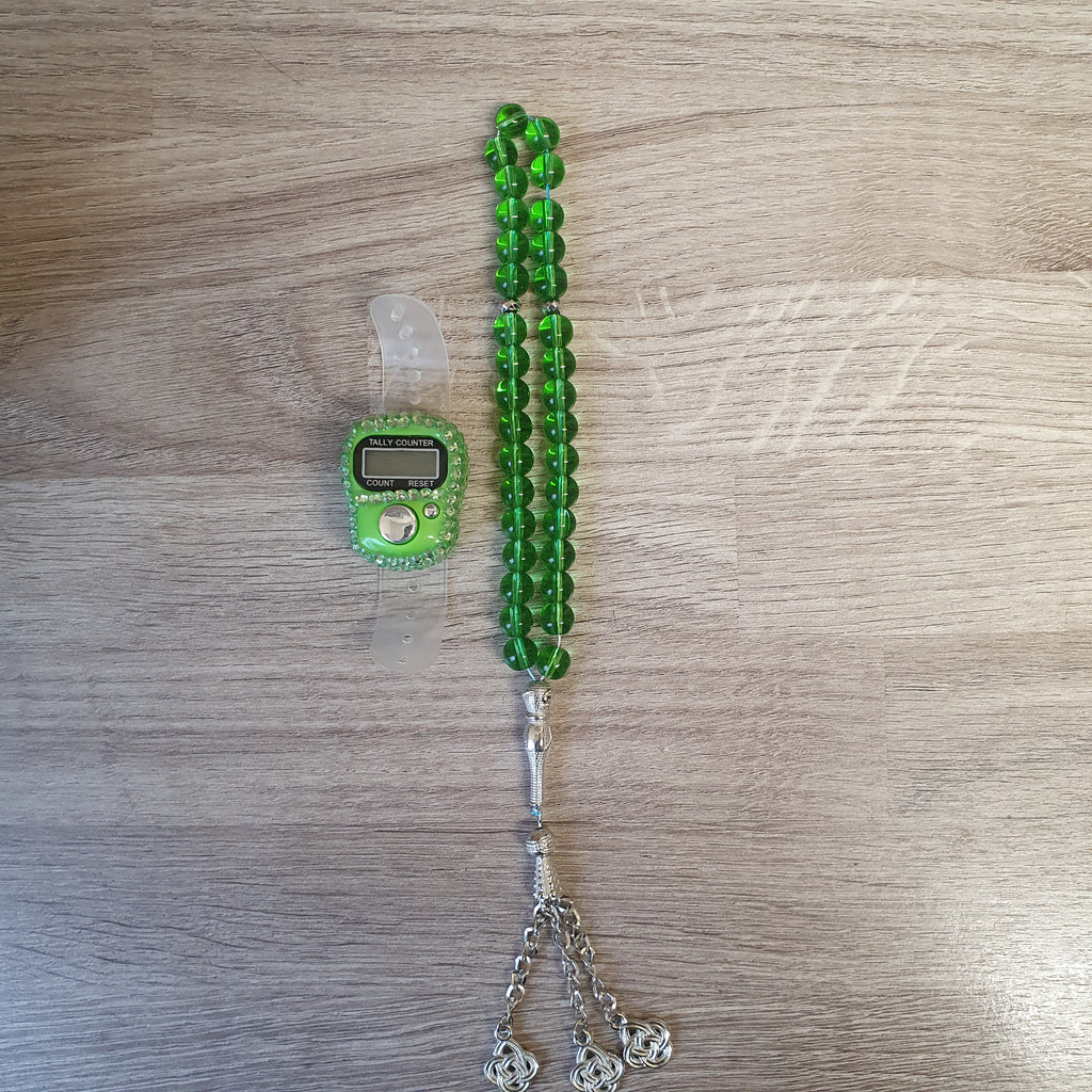 Green prayer islamic tasbeeh beads 